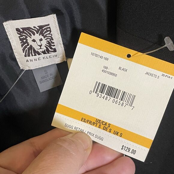 Anne Klein SMALL Blazer One-Snap Jacket Black Gold Buttons Lined 10702140-169 - Picture 7 of 11